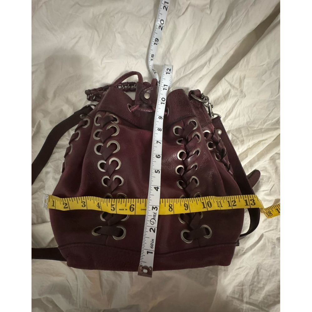Patricia Nash Martina crossbody drawstring bag grommets and lacing burgundy‎ red - Picture 10 of 12